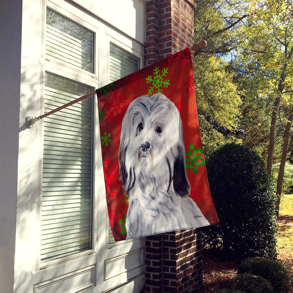 Havanese Red Snowflakes Holiday House Flag 28x40 Porch Sleeve Pole Decorative Outside Yard Banner Artwork Wall Hanging, Polyester