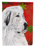 Great Pyrenees Red Snowflakes Holiday House Flag 28x40 Porch Sleeve Pole Decorative Outside Yard Banner Artwork Wall Hanging, Polyester