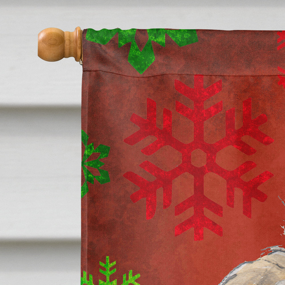 Golden Doodle 2 Red Snowflakes Holiday House Flag 28x40 Porch Sleeve Pole Decorative Outside Yard Banner Artwork Wall Hanging, Polyester