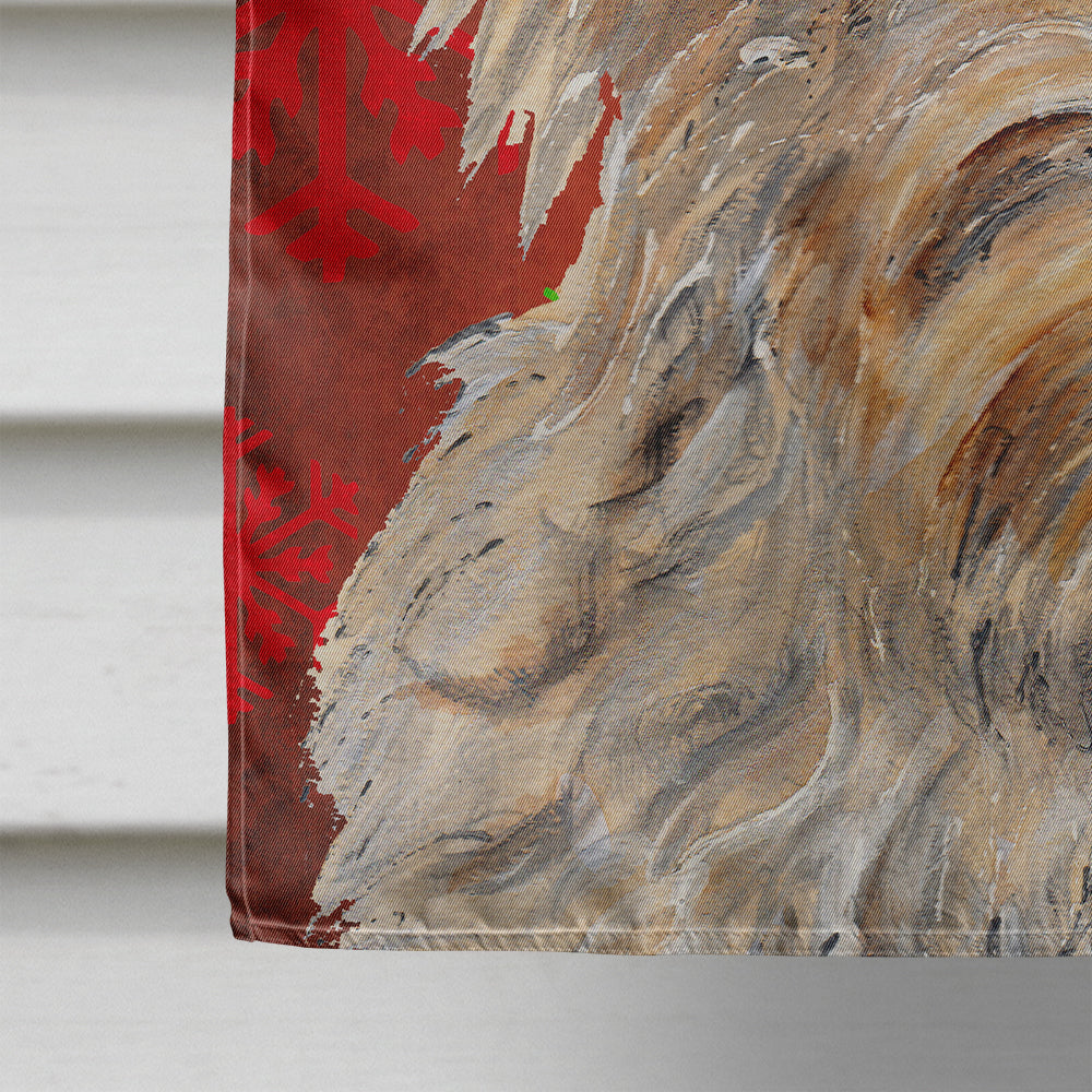 Golden Doodle 2 Red Snowflakes Holiday House Flag 28x40 Porch Sleeve Pole Decorative Outside Yard Banner Artwork Wall Hanging, Polyester