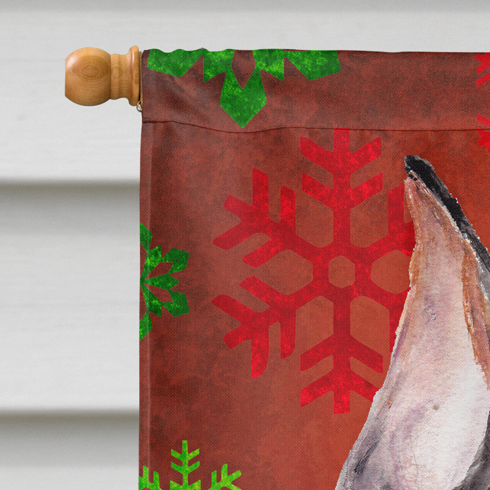 German Pinscher Red Snowflakes Holiday House Flag 28x40 Porch Sleeve Pole Decorative Outside Yard Banner Artwork Wall Hanging, Polyester