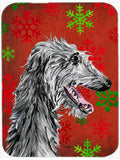 Scottish Deerhound Red Snowflakes Holiday Cutting Board Tempered Glass Kitchen Cutting Surface, Heat Resistant Chopping, Non-Slip Feet, Food Prep & Serving