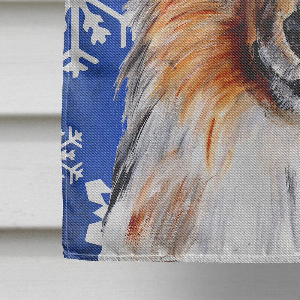 Collie Winter Snowflakes House Flag 28x40 Porch Sleeve Pole Decorative Outside Yard Banner Artwork Wall Hanging, Polyester