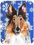 Collie Winter Snowflakes Cutting Board Tempered Glass Kitchen Cutting Surface, Heat Resistant Chopping, Non-Slip Feet, Food Prep & Serving