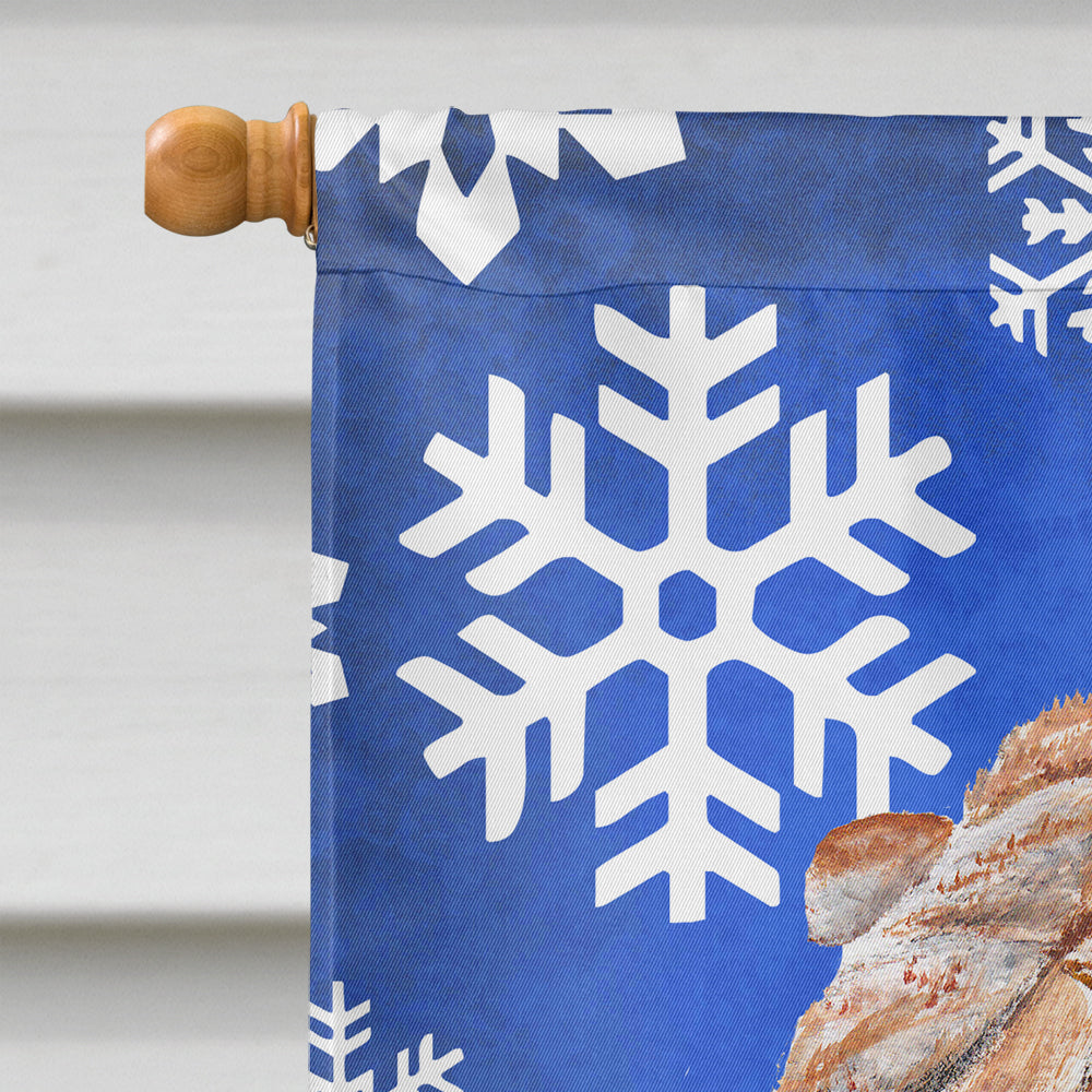 Shar Pei Winter Snowflakes House Flag 28x40 Porch Sleeve Pole Decorative Outside Yard Banner Artwork Wall Hanging, Polyester