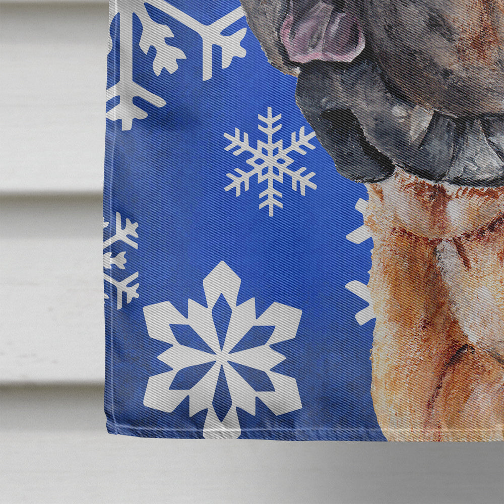 Shar Pei Winter Snowflakes House Flag 28x40 Porch Sleeve Pole Decorative Outside Yard Banner Artwork Wall Hanging, Polyester