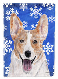 Cardigan Corgi Winter Snowflakes House Flag 28x40 Porch Sleeve Pole Decorative Outside Yard Banner Artwork Wall Hanging, Polyester