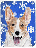 Cardigan Corgi Winter Snowflakes Cutting Board Tempered Glass Kitchen Cutting Surface, Heat Resistant Chopping, Non-Slip Feet, Food Prep & Serving