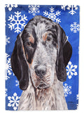 Blue Tick Coonhound Winter Snowflakes House Flag 28x40 Porch Sleeve Pole Decorative Outside Yard Banner Artwork Wall Hanging, Polyester