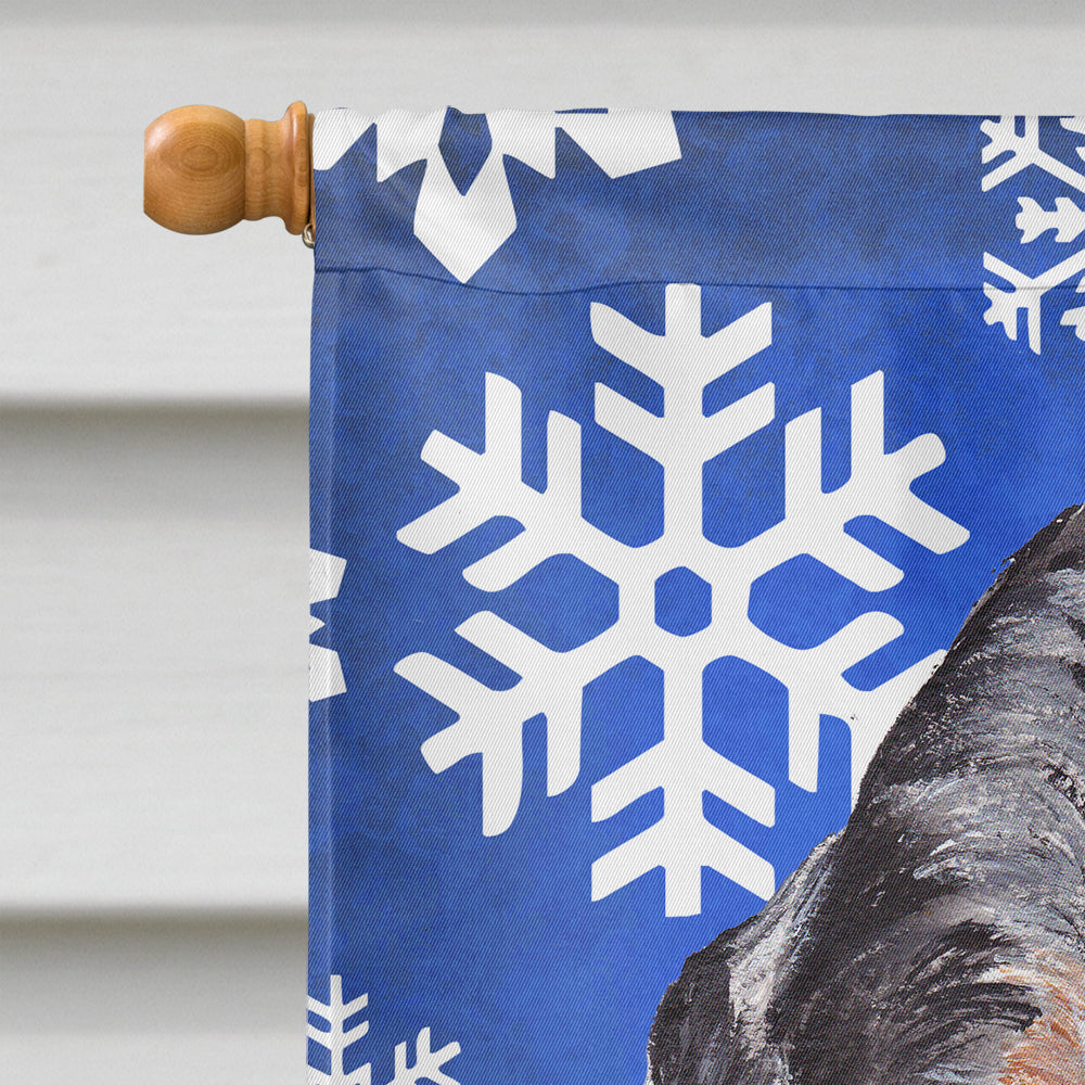 Blue Tick Coonhound Winter Snowflakes House Flag 28x40 Porch Sleeve Pole Decorative Outside Yard Banner Artwork Wall Hanging, Polyester