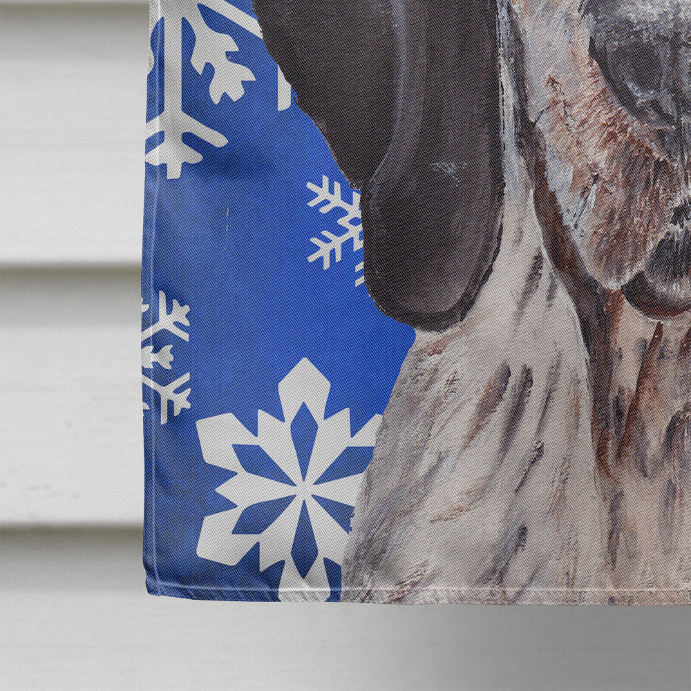 Blue Tick Coonhound Winter Snowflakes House Flag 28x40 Porch Sleeve Pole Decorative Outside Yard Banner Artwork Wall Hanging, Polyester