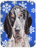 Blue Tick Coonhound Winter Snowflakes Cutting Board Tempered Glass Kitchen Cutting Surface, Heat Resistant Chopping, Non-Slip Feet, Food Prep & Serving