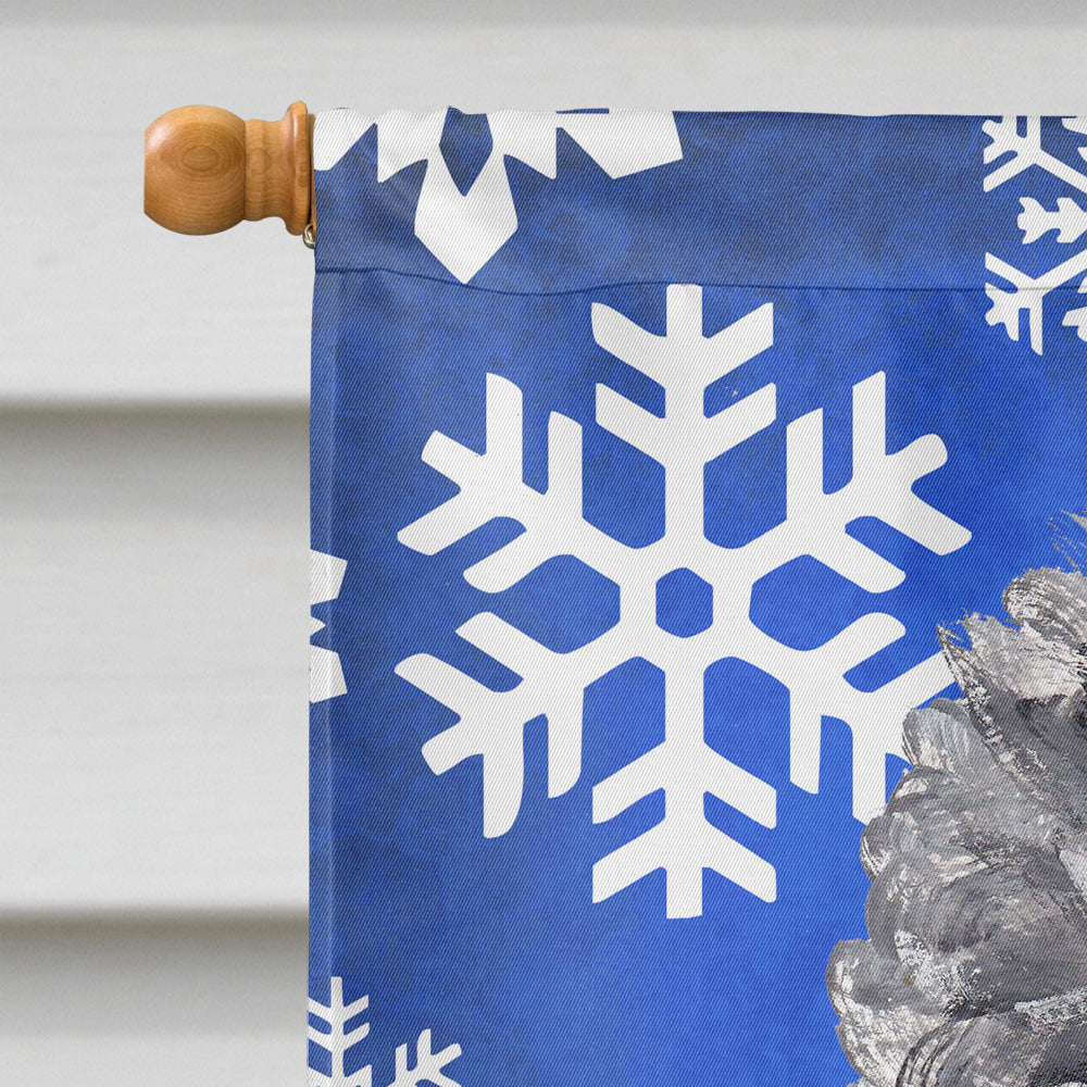 Black Standard Poodle Winter Snowflakes House Flag 28x40 Porch Sleeve Pole Decorative Outside Yard Banner Artwork Wall Hanging, Polyester