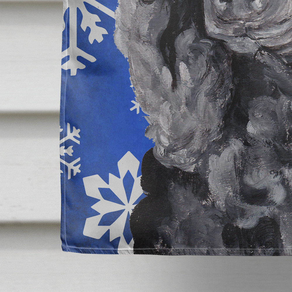 Black Standard Poodle Winter Snowflakes House Flag 28x40 Porch Sleeve Pole Decorative Outside Yard Banner Artwork Wall Hanging, Polyester