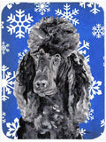 Black Standard Poodle Winter Snowflakes Cutting Board Tempered Glass Kitchen Cutting Surface, Heat Resistant Chopping, Non-Slip Feet, Food Prep & Serving