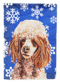 Red Miniature Poodle Winter Snowflakes House Flag 28x40 Porch Sleeve Pole Decorative Outside Yard Banner Artwork Wall Hanging, Polyester