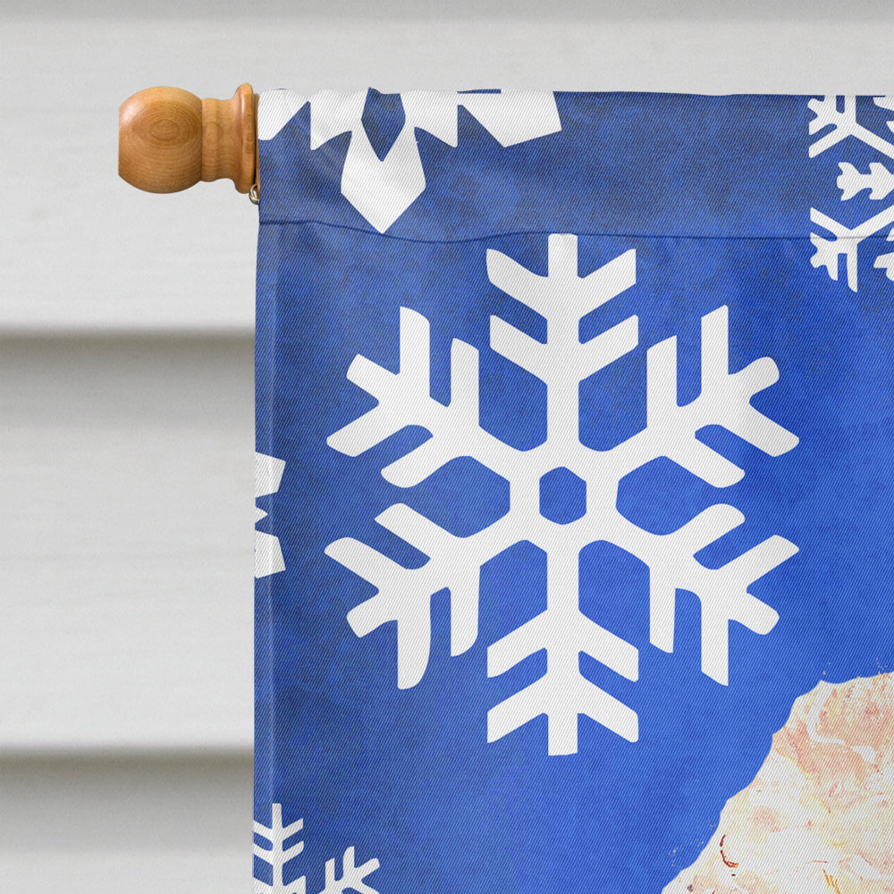 Red Miniature Poodle Winter Snowflakes House Flag 28x40 Porch Sleeve Pole Decorative Outside Yard Banner Artwork Wall Hanging, Polyester