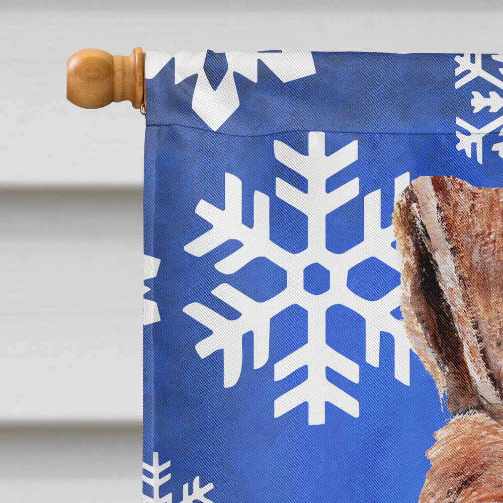 Wire Fox Terrier Winter Snowflakes House Flag 28x40 Porch Sleeve Pole Decorative Outside Yard Banner Artwork Wall Hanging, Polyester