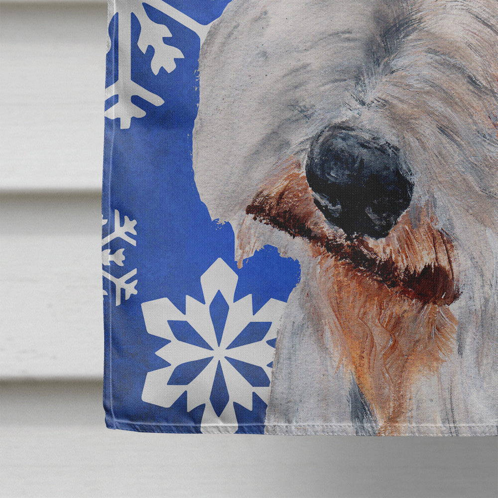 Wire Fox Terrier Winter Snowflakes House Flag 28x40 Porch Sleeve Pole Decorative Outside Yard Banner Artwork Wall Hanging, Polyester