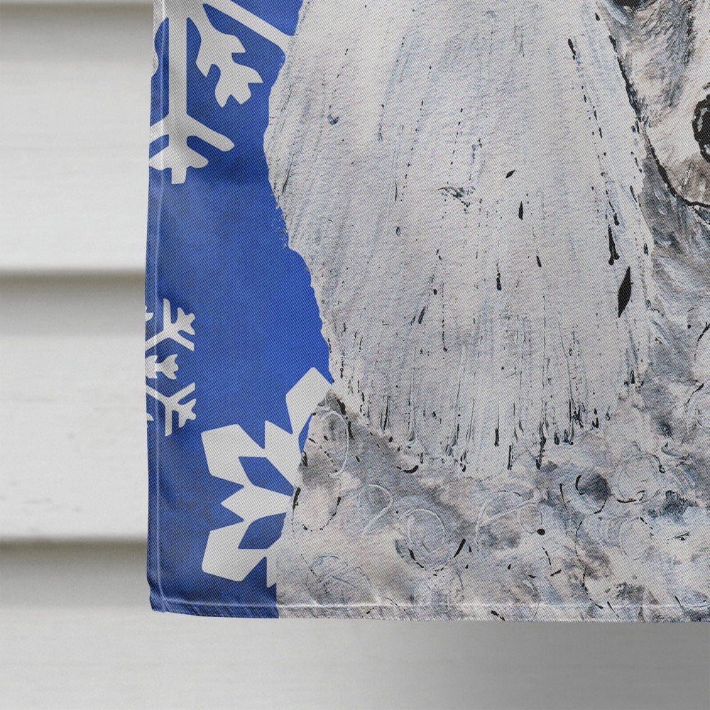 White Toy Poodle Winter Snowflakes House Flag 28x40 Porch Sleeve Pole Decorative Outside Yard Banner Artwork Wall Hanging, Polyester