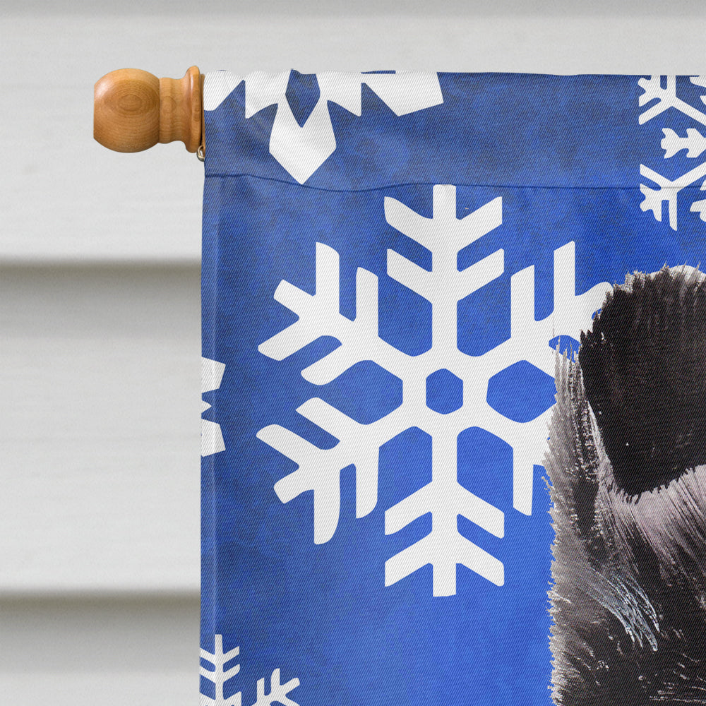 Black and White Collie Winter Snowflakes House Flag 28x40 Porch Sleeve Pole Decorative Outside Yard Banner Artwork Wall Hanging, Polyester