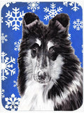 Black and White Collie Winter Snowflakes Cutting Board Tempered Glass Kitchen Cutting Surface, Heat Resistant Chopping, Non-Slip Feet, Food Prep & Serving