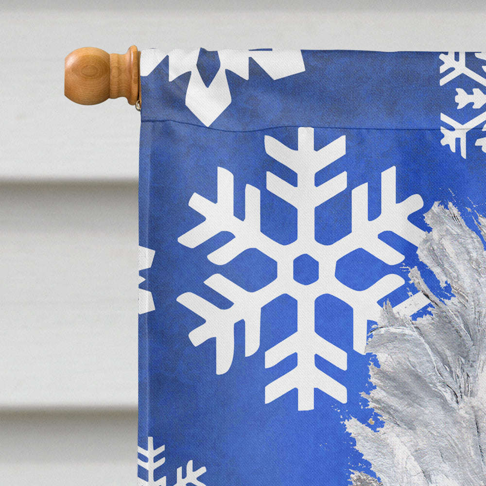 White Standard Poodle Winter Snowflakes House Flag 28x40 Porch Sleeve Pole Decorative Outside Yard Banner Artwork Wall Hanging, Polyester