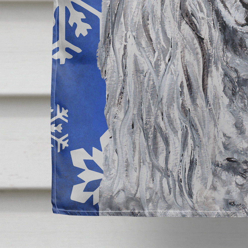 White Standard Poodle Winter Snowflakes House Flag 28x40 Porch Sleeve Pole Decorative Outside Yard Banner Artwork Wall Hanging, Polyester