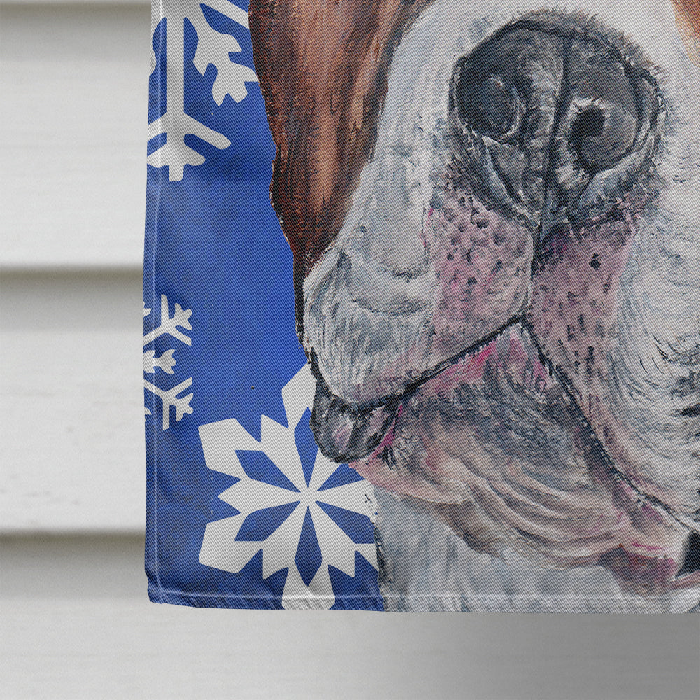 Staffordshire Bull Terrier Staffie Winter Snowflakes House Flag 28x40 Porch Sleeve Pole Decorative Outside Yard Banner Artwork Wall Hanging, Polyester