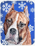 Staffordshire Bull Terrier Staffie Winter Snowflakes Cutting Board Tempered Glass Kitchen Cutting Surface, Heat Resistant Chopping, Non-Slip Feet, Food Prep & Serving