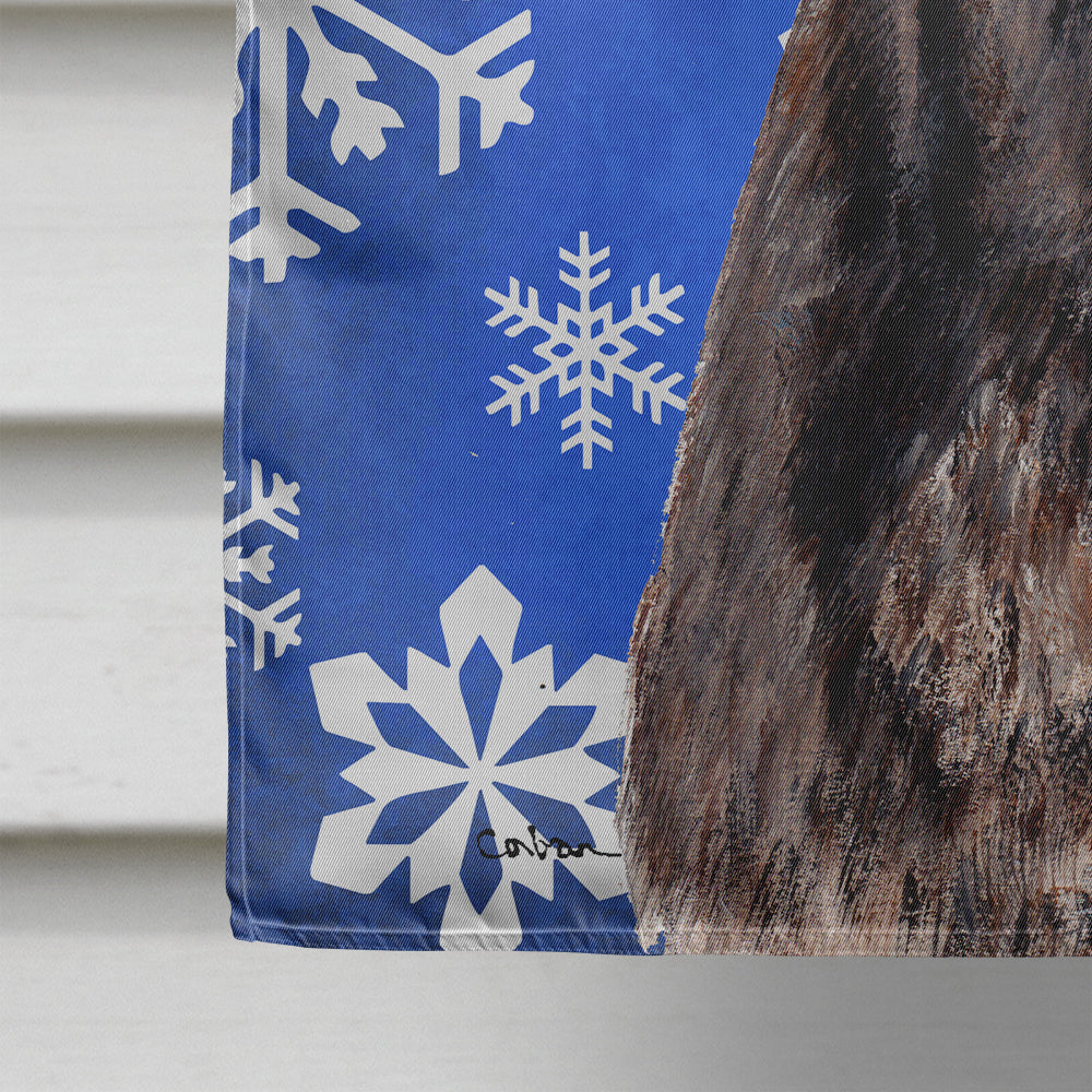 Staffordshire Bull Terrier Staffie Winter Snowflakes House Flag 28x40 Porch Sleeve Pole Decorative Outside Yard Banner Artwork Wall Hanging, Polyester