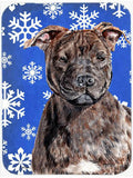 Staffordshire Bull Terrier Staffie Winter Snowflakes Cutting Board Tempered Glass Kitchen Cutting Surface, Heat Resistant Chopping, Non-Slip Feet, Food Prep & Serving