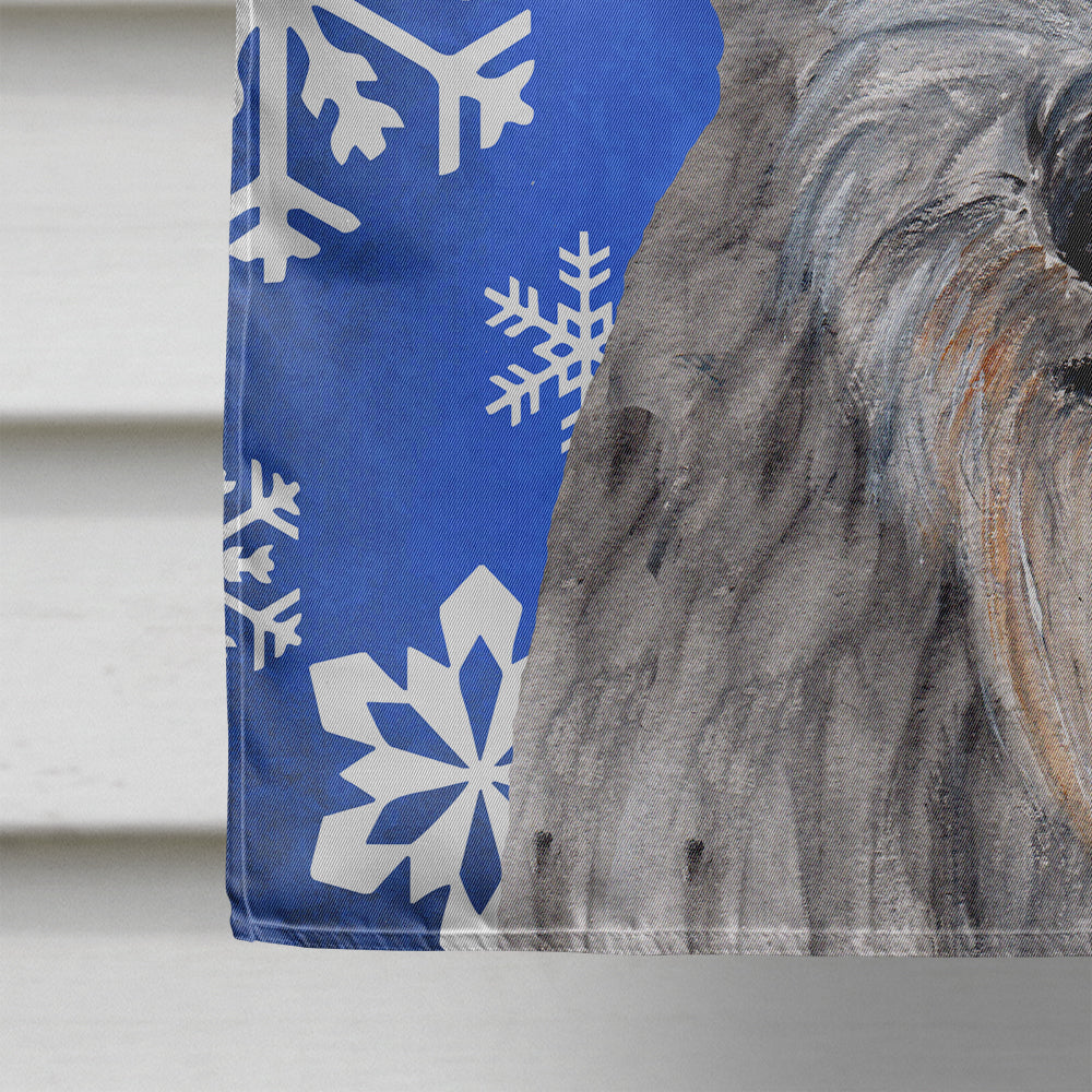 Scottish Deerhound Winter Snowflakes House Flag 28x40 Porch Sleeve Pole Decorative Outside Yard Banner Artwork Wall Hanging, Polyester
