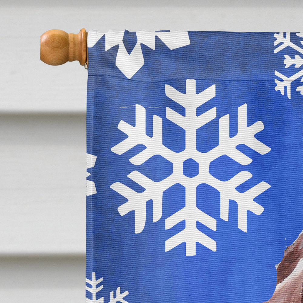 Redbone Coonhound Winter Snowflakes House Flag 28x40 Porch Sleeve Pole Decorative Outside Yard Banner Artwork Wall Hanging, Polyester