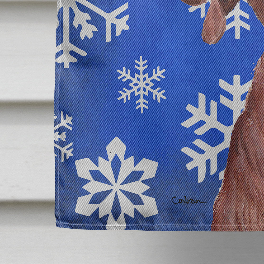 Redbone Coonhound Winter Snowflakes House Flag 28x40 Porch Sleeve Pole Decorative Outside Yard Banner Artwork Wall Hanging, Polyester