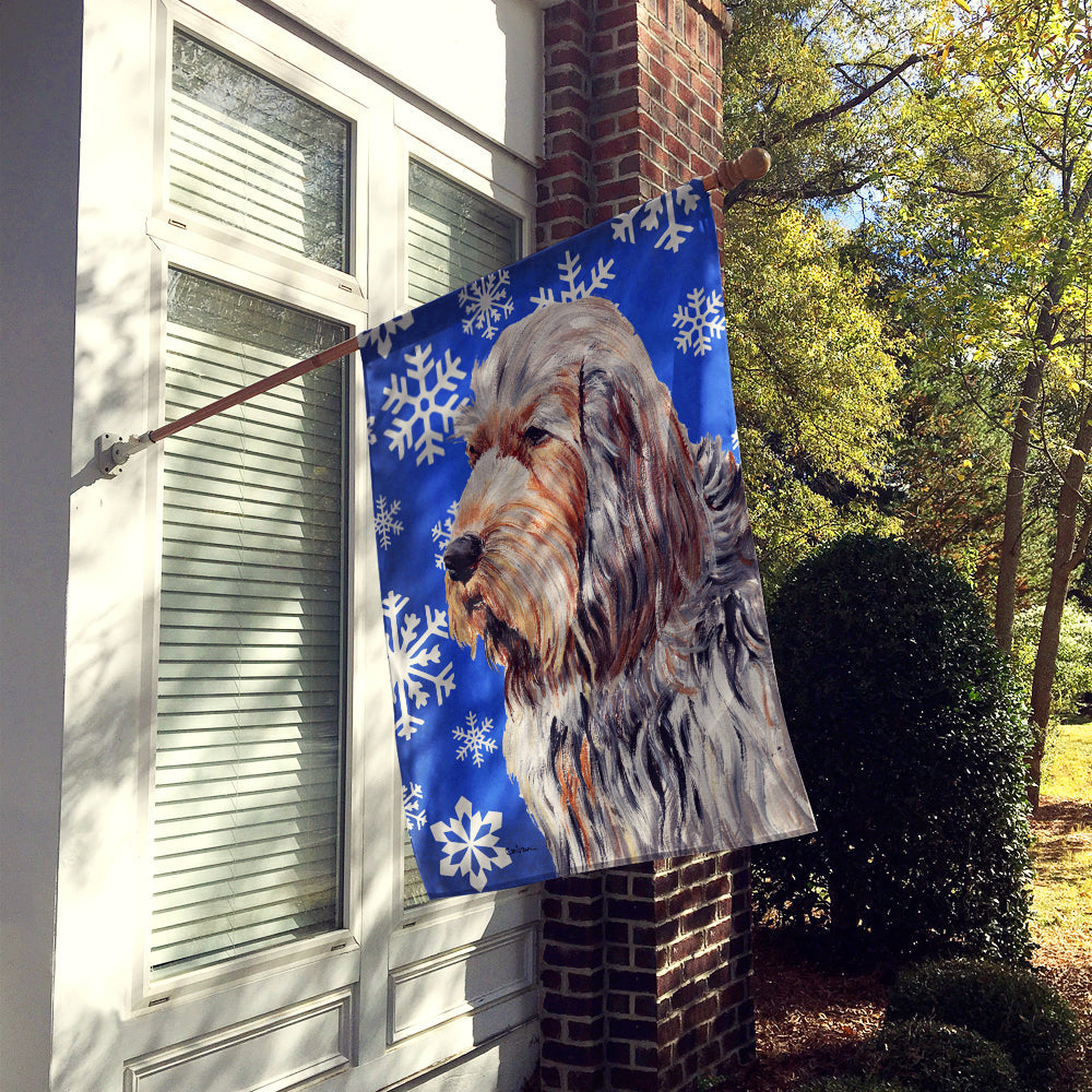 Otterhound Winter Snowflakes House Flag 28x40 Porch Sleeve Pole Decorative Outside Yard Banner Artwork Wall Hanging, Polyester
