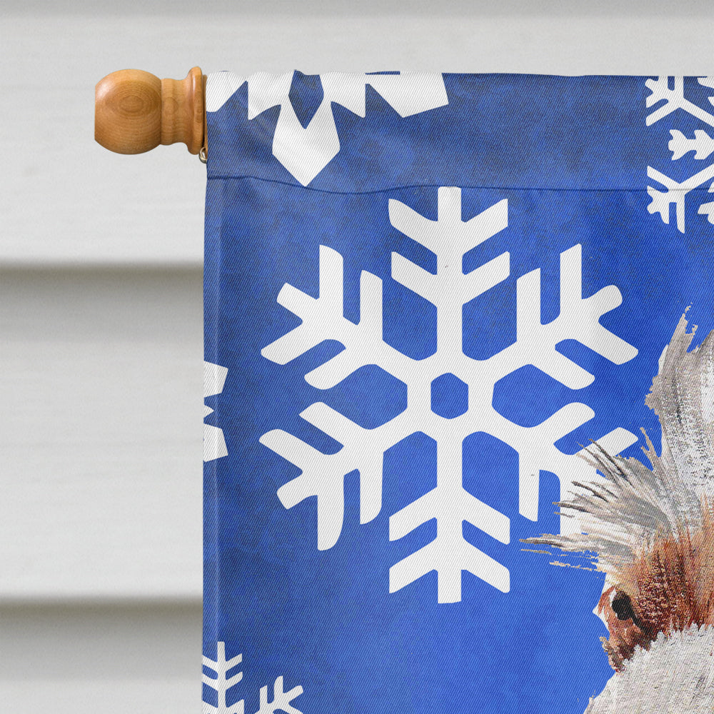 Otterhound Winter Snowflakes House Flag 28x40 Porch Sleeve Pole Decorative Outside Yard Banner Artwork Wall Hanging, Polyester