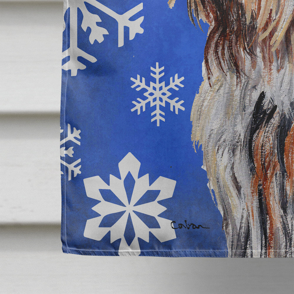 Otterhound Winter Snowflakes House Flag 28x40 Porch Sleeve Pole Decorative Outside Yard Banner Artwork Wall Hanging, Polyester