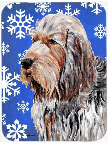 Otterhound Winter Snowflakes Cutting Board Tempered Glass Kitchen Cutting Surface, Heat Resistant Chopping, Non-Slip Feet, Food Prep & Serving