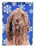 Otterhound Winter Snowflakes House Flag 28x40 Porch Sleeve Pole Decorative Outside Yard Banner Artwork Wall Hanging, Polyester