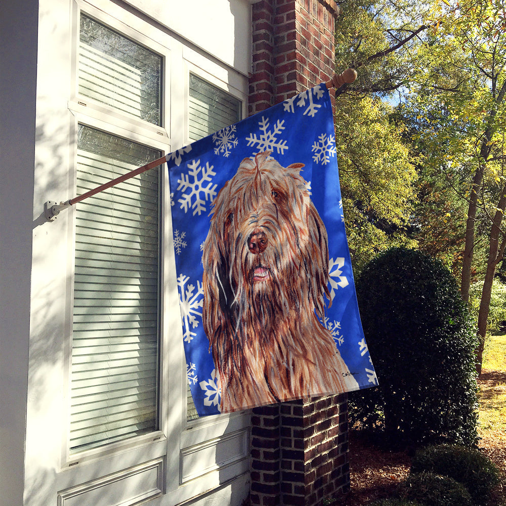 Otterhound Winter Snowflakes House Flag 28x40 Porch Sleeve Pole Decorative Outside Yard Banner Artwork Wall Hanging, Polyester