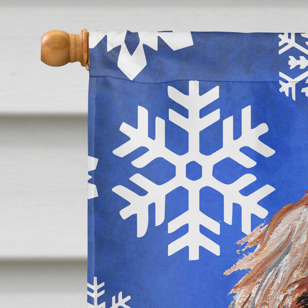 Otterhound Winter Snowflakes House Flag 28x40 Porch Sleeve Pole Decorative Outside Yard Banner Artwork Wall Hanging, Polyester