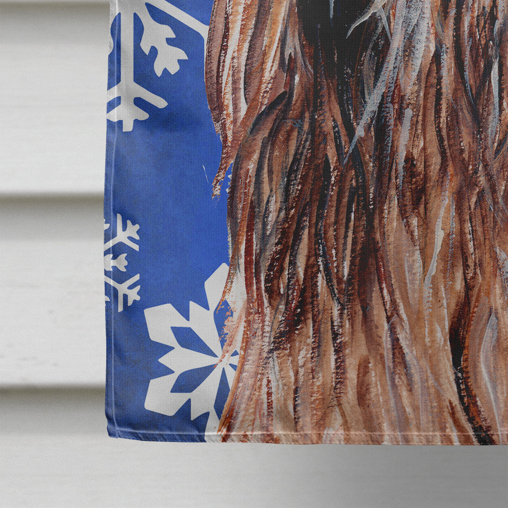 Otterhound Winter Snowflakes House Flag 28x40 Porch Sleeve Pole Decorative Outside Yard Banner Artwork Wall Hanging, Polyester
