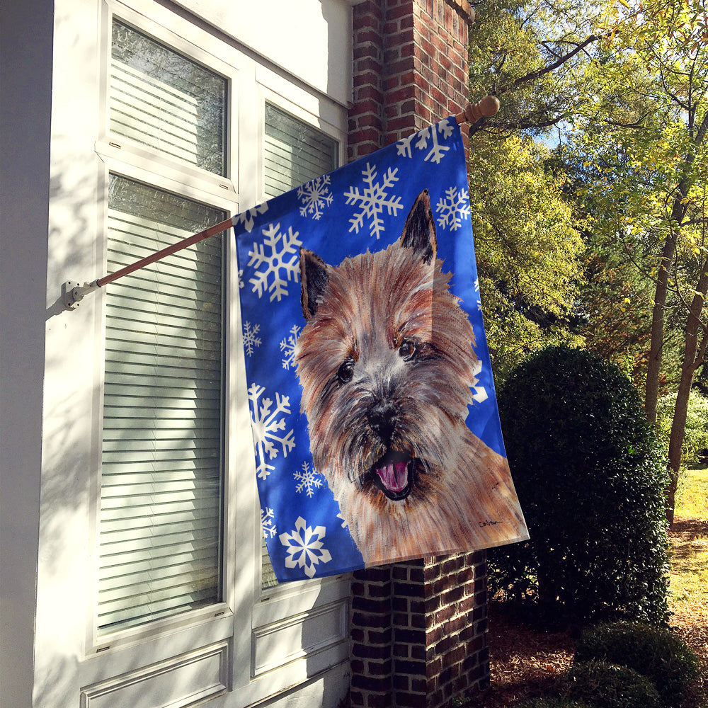 Norwich Terrier Winter Snowflakes House Flag 28x40 Porch Sleeve Pole Decorative Outside Yard Banner Artwork Wall Hanging, Polyester