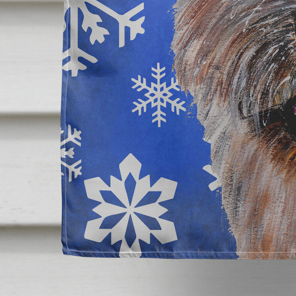 Norwich Terrier Winter Snowflakes House Flag 28x40 Porch Sleeve Pole Decorative Outside Yard Banner Artwork Wall Hanging, Polyester