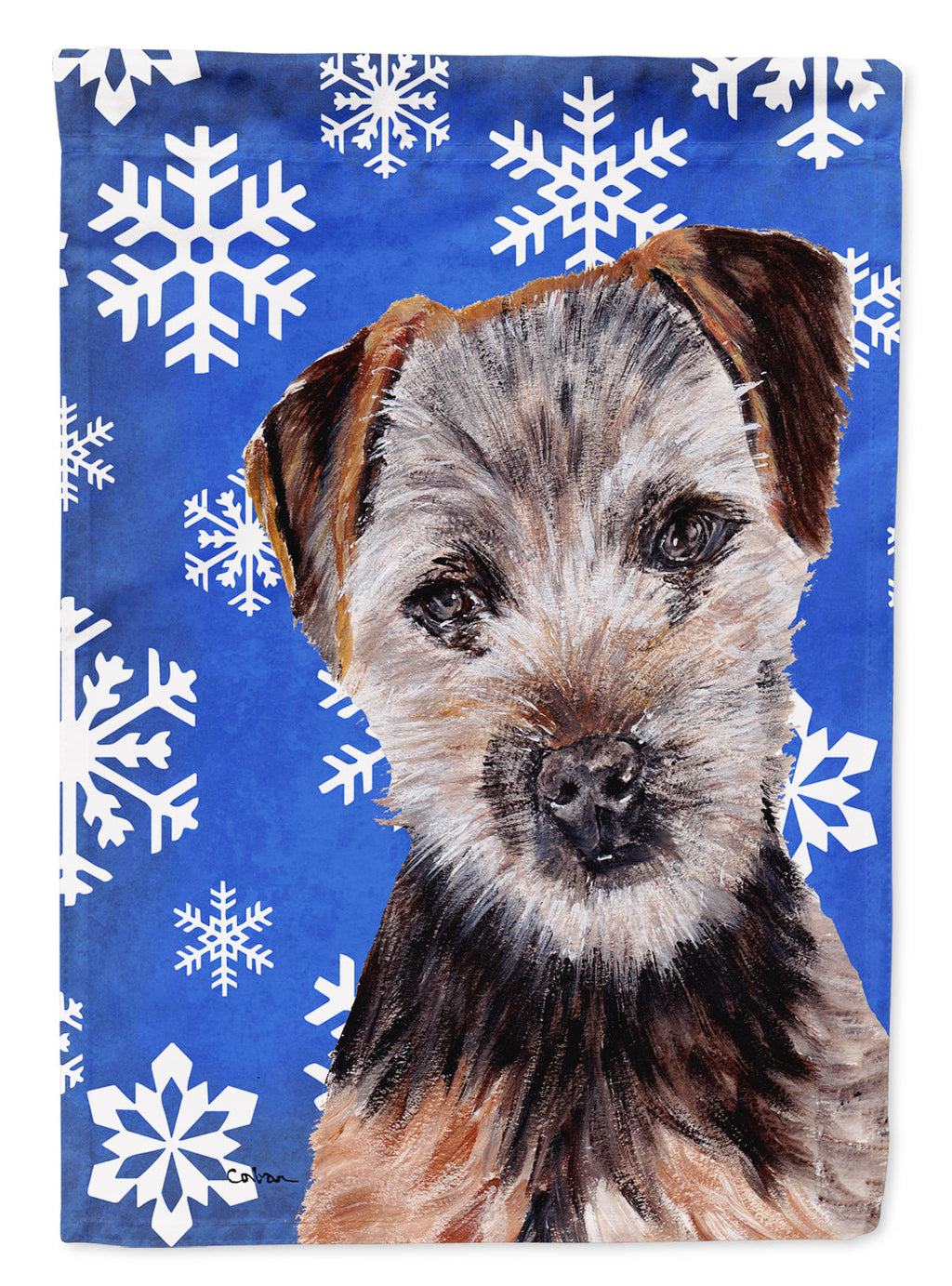 Norfolk Terrier Puppy Winter Snowflakes House Flag 28x40 Porch Sleeve Pole Decorative Outside Yard Banner Artwork Wall Hanging, Polyester