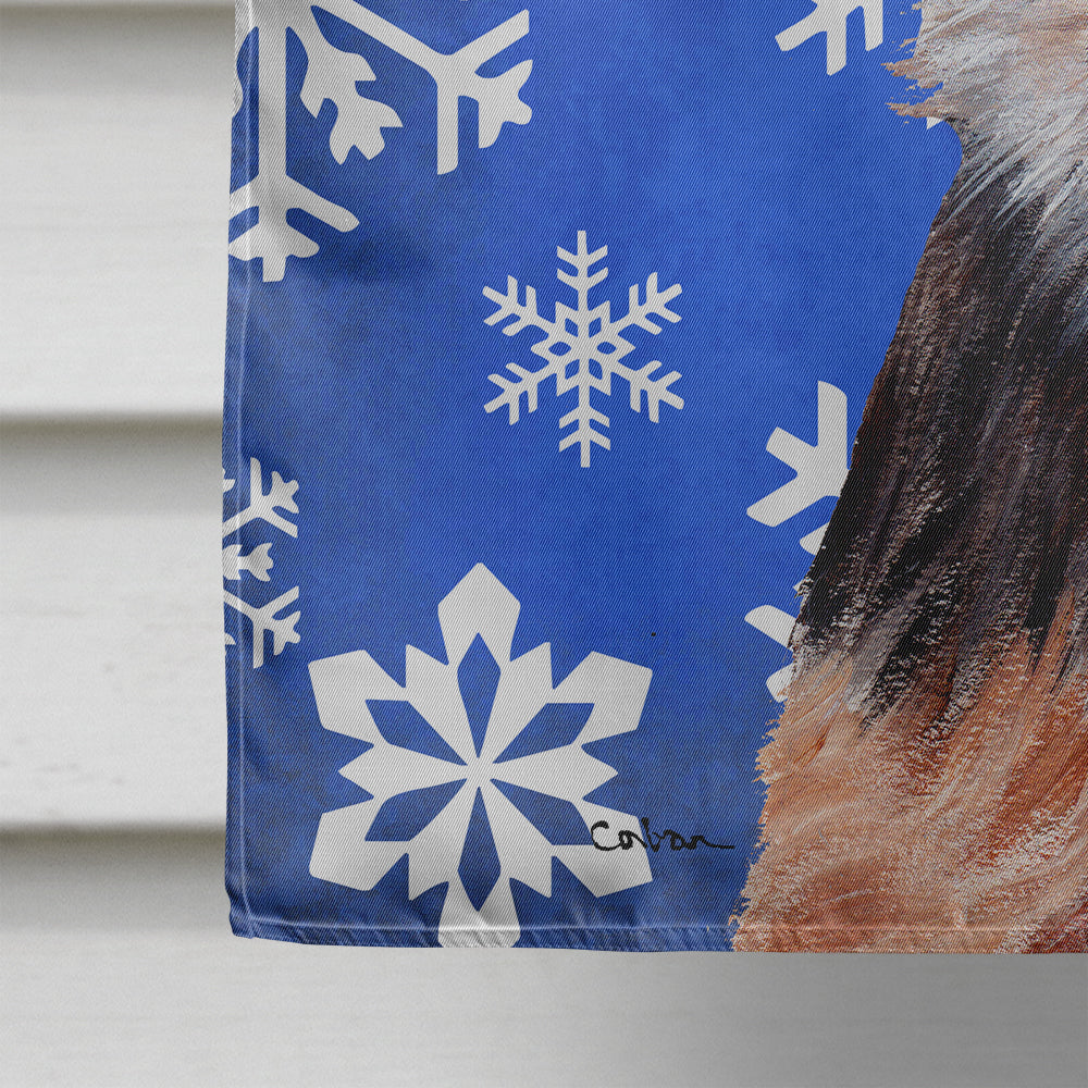 Norfolk Terrier Puppy Winter Snowflakes House Flag 28x40 Porch Sleeve Pole Decorative Outside Yard Banner Artwork Wall Hanging, Polyester