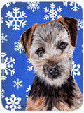 Norfolk Terrier Puppy Winter Snowflakes Cutting Board Tempered Glass Kitchen Cutting Surface, Heat Resistant Chopping, Non-Slip Feet, Food Prep & Serving