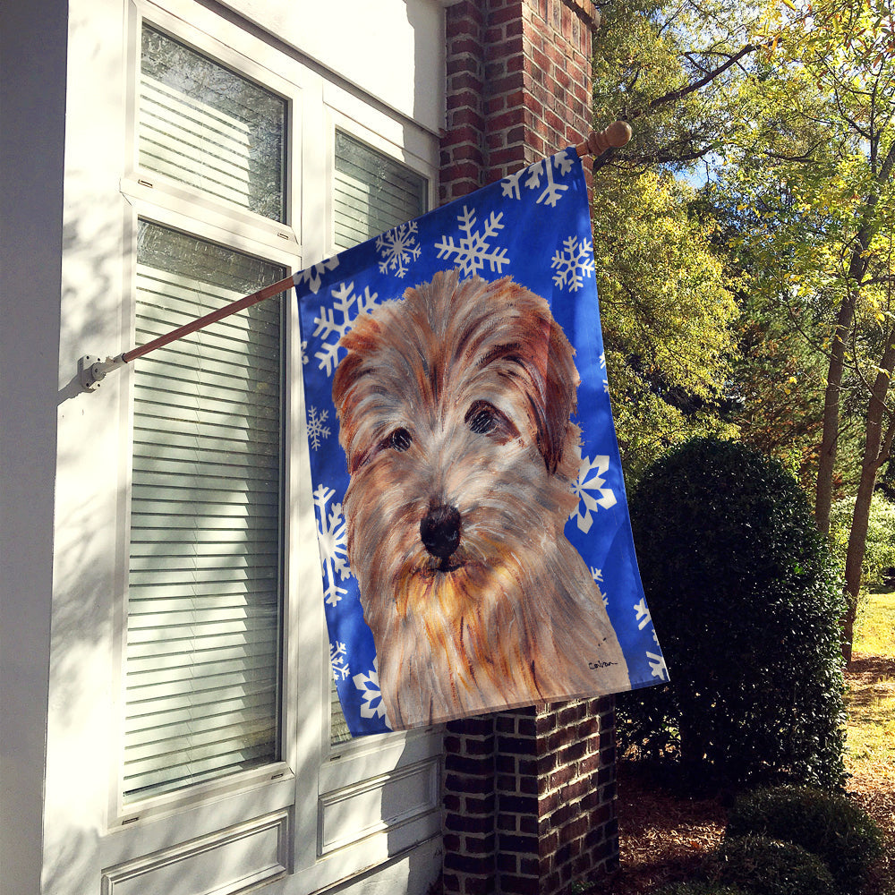 Norfolk Terrier Winter Snowflakes House Flag 28x40 Porch Sleeve Pole Decorative Outside Yard Banner Artwork Wall Hanging, Polyester