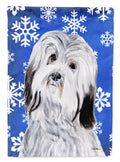 Havanese Winter Snowflakes House Flag 28x40 Porch Sleeve Pole Decorative Outside Yard Banner Artwork Wall Hanging, Polyester